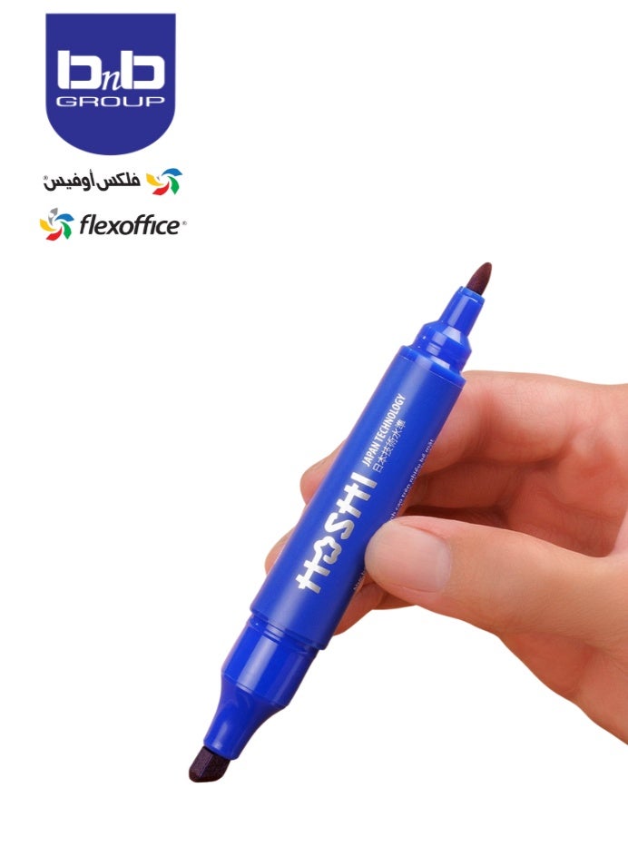 Flexoffice HOSHI Permanent Marker PM-021 Blue 10 Pcs Box - Image 3